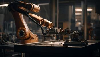 Metal Worker Using Machinery in Industrial Workshop generated by AI photo