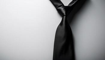 Luxury silk tie tied in elegant knot generated by AI photo