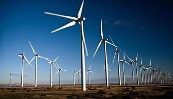 Spinning blade harnessing wind powers electricity generation generated by AI photo