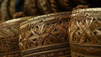 Woven antique Thai silk ornate travel souvenir generated by AI photo