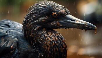 Feathers wet, hawk swoops on unsuspecting prey generated by AI photo