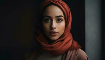 el elegante belleza joven mujer en hijab generado por ai foto