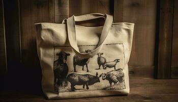 Rustic cow bag with leather pattern material generated by AI photo