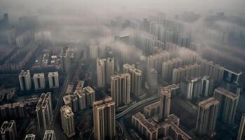 brillante rascacielos iluminar el moderno ciudad horizonte generado por ai foto