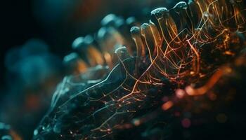 Glowing nerve cells illustrate futuristic biology growth generated by AI photo