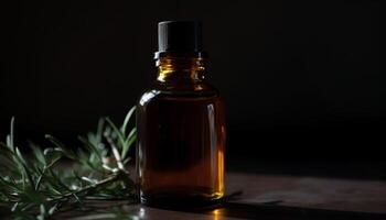 Soothing aromatherapy oil from natural herbal medicine generated by AI photo