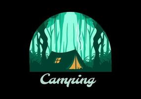 Colorful flat illustration of camping in the jungle vector