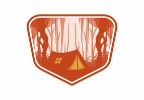 Camping tent in a dense forest flat illustration vector