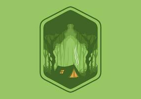 Camping tent in a dense forest flat illustration vector