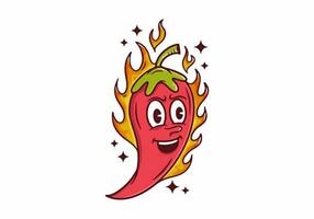 Colorful flat illustration of chili with hot fire vector