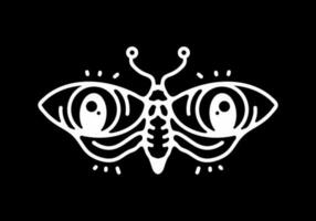 Black and white color of butterfly with big human eyes tattoo vector