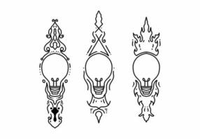 Black and white color of tribal light bulb tattoo vector