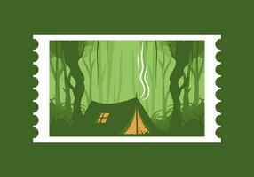 Camping tent in a dense forest flat illustration vector