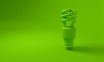 Light bulb on green background. Sustainability concept. photo