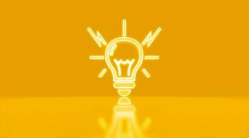 Neon light bulb icon. Glowing neon lamp ideas, innovation concept. photo