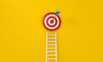 staircase with target icon. Achieving goals and objectives or goal setting photo