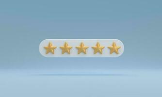 Bubble rating five golden stars for best excellent services rating for satisfaction. Customer rating feedback concept. photo