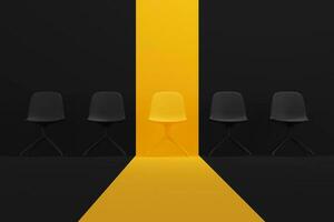 Yellow chair standing out from the crowd. Human resource management and recruitment business concept. photo