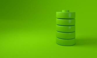 Battery on green background. Sustainability concept. photo