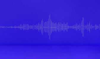 Sound wave on blue purple studio background. Podcast, live, streaming, creator content. photo