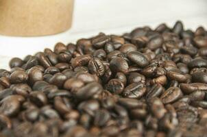 Coffee beans with customizable space for text or ideas. Copy space and coffee concept photo