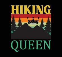 Hiking queen t shirt design vector