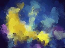 Colorful oil paint brush abstract background blue yellow photo