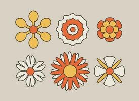 Hippie Groovy Flowers Collection vector