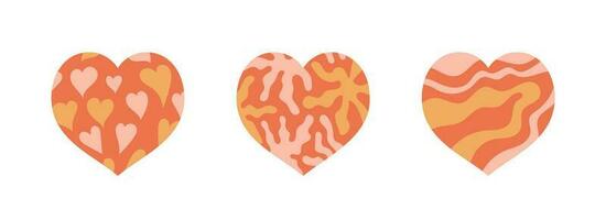 Groovy hearts set vector