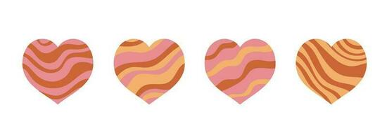 Wavy hearts set vector