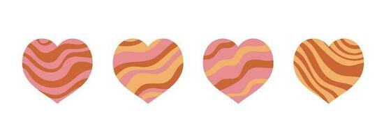 Wavy hearts set vector