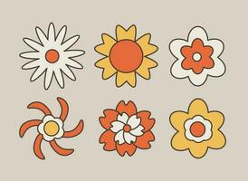 Groovy Retro Daisy set vector