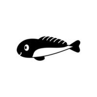 Cartoon fish black silhouette vector