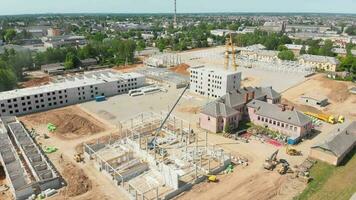 Siauliai, Lithuania - 27th june, 2023 - Aerial view new military base construction site.Nato expansion in east. Margiris battalion military base facilities.National security concern video