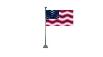 USA, United States of America flag seamless loop animation. Waving flag on white background. video