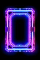 Neon Cyber Frame Social Media Post Mockup with Crystalline Rectangle and Streamer Overlay photo