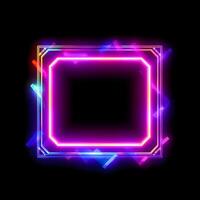 Neon Cyber Frame Social Media Post Mockup with Crystalline Rectangle and Streamer Overlay photo