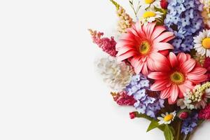 Patriotic Blooms Vibrant American Flag Color Flowers on a White Background with Copy Space photo