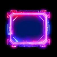 Neon Cyber Frame Social Media Post Mockup with Crystalline Rectangle and Streamer Overlay photo