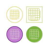 Table Data Vector Icon