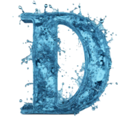 Blue ice font Letter D Generative Ai png