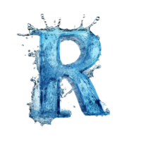 Uppercase letter R made by water Generative Ai png