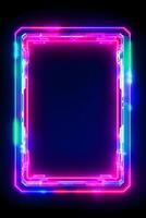 Neon Cyber Frame Social Media Post Mockup with Crystalline Rectangle and Streamer Overlay photo