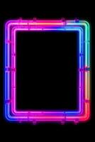 Neon Cyber Frame Social Media Post Mockup with Crystalline Rectangle and Streamer Overlay photo