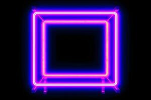Neon Cyber Frame Social Media Post Mockup with Crystalline Rectangle and Streamer Overlay photo