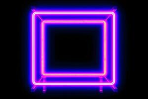 Neon Cyber Frame Social Media Post Mockup with Crystalline Rectangle and Streamer Overlay photo