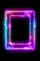 Neon Cyber Frame Social Media Post Mockup with Crystalline Rectangle and Streamer Overlay photo