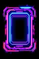 Neon Cyber Frame Social Media Post Mockup with Crystalline Rectangle and Streamer Overlay photo