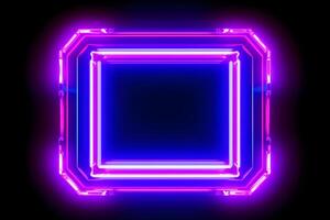 Neon Cyber Frame Social Media Post Mockup with Crystalline Rectangle and Streamer Overlay photo