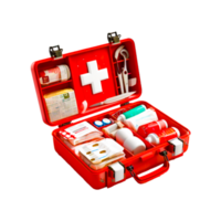 3d emergency medical kit generative ai png
